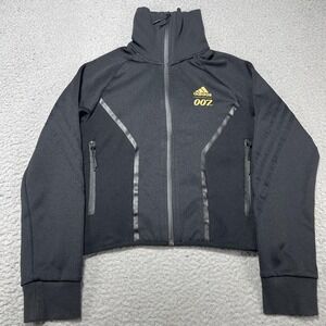 Adidas Track Jacket Womens Small Black 007 James Bond‎ Reflective Full Zip Lined